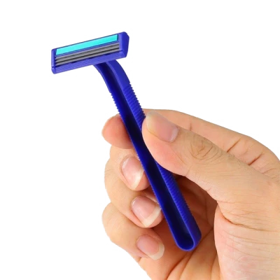 Hand Holding Blue Disposable Razor Transparent Background