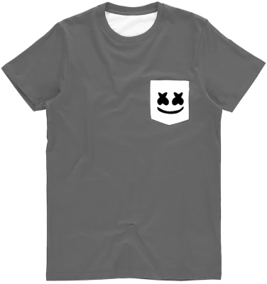 Grey Pocket T-Shirt With Marshmello Logo Free PNG
