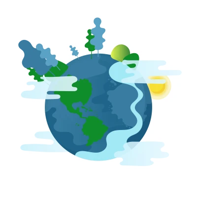 Flat Earth Globe With Trees And Sun PNG Image