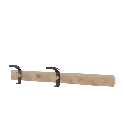 Wooden Coat Rack With Metal Hooks Clipart