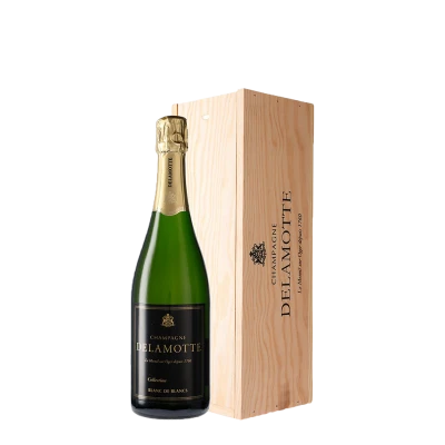 Champagne Delamotte Bottle With Wooden Box Free PNG