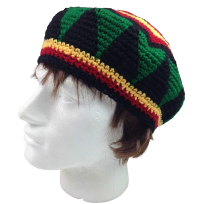 Mannequin Head Wearing Rasta Beanie Transparent Background