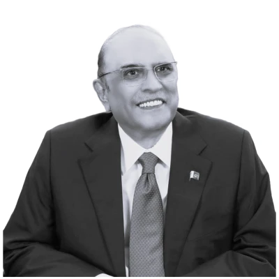 Asif Ali Zardari Black And White Portrait PNG Image