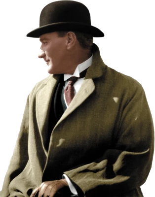 Mustafa Kemal Ataturk Bowler Hat Colorized Free PNG