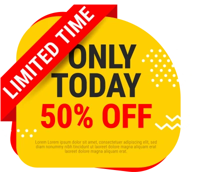 Only Today 50% Off Sale Badge Clipart