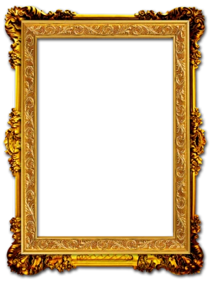 Ornate Gold Picture Frame PNG Image