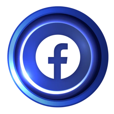 3D Blue Glowing Facebook Logo Button Transparent Background