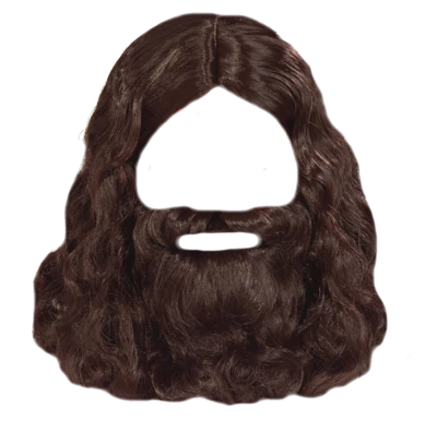 Brown Wig And Beard Set PNG Image