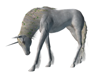 White Unicorn With Flowers In Mane Transparent Background