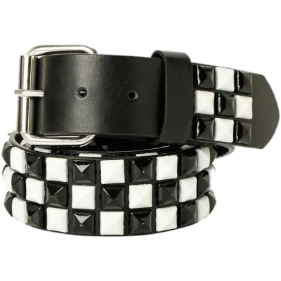 Black And White Studded Belt PNG Image