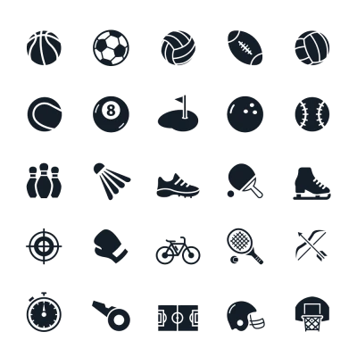 Set Of 25 Black Sports Icons Free PNG