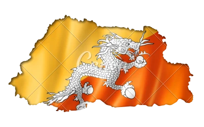 Bhutan Map Shape With Flag Overlay Transparent Background