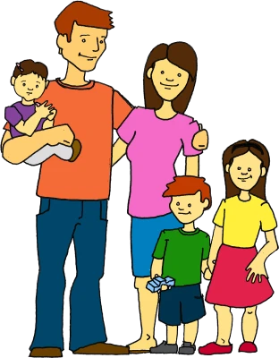 Cartoon Family Of Five Illustration Clipart