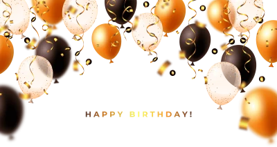 Happy Birthday Golden Balloons PNG Image