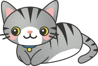 Cute Grey Cat Cartoon Free PNG