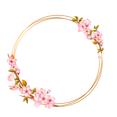 Cherry Blossom Circle Frame PNG Image