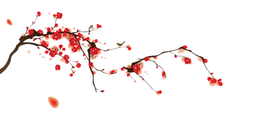 Red Cherry Blossom Branch Free PNG