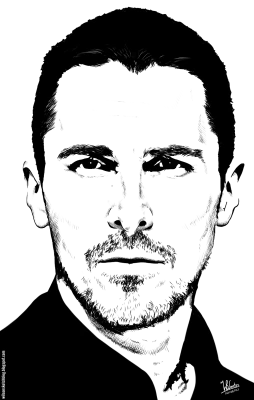 Christian Bale Sketch Portrait Free PNG