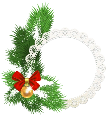 Christmas Pine Branch Frame PNG Image