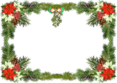 Christmas Poinsettia Border Frame Free PNG