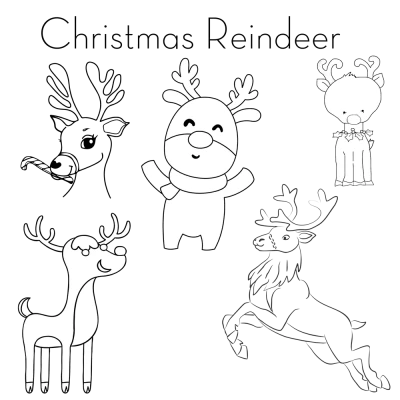 Christmas Reindeer Coloring Page Clipart