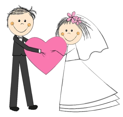 Stick Figure Bride Groom Heart Clipart