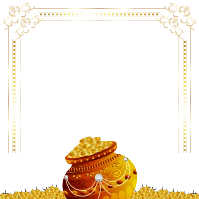 Golden Pot Coin Frame Free PNG