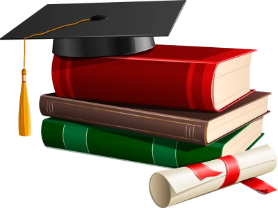 Graduation Hat and Books PNG Clipart