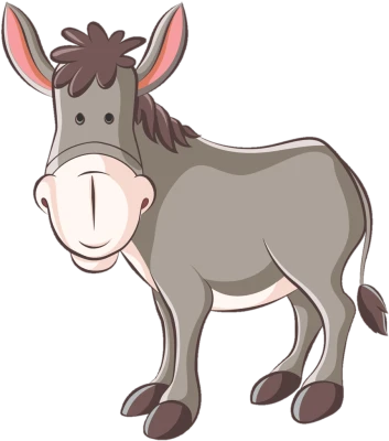 Standing Donkey Cartoon PNG Clipart