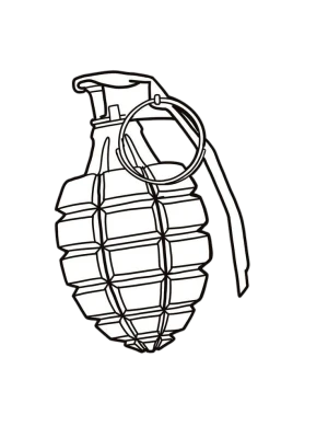 Hand Grenade Line Art PNG Image