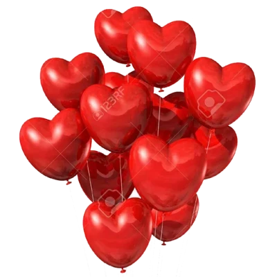 Red Heart Balloons Bunch PNG Image