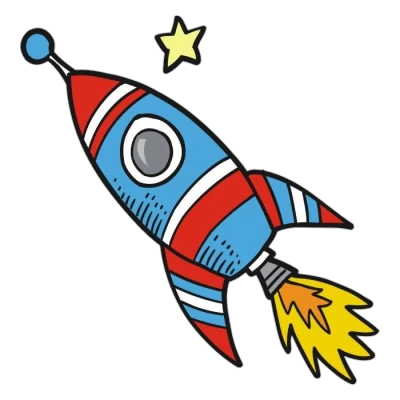 Blue Rocket Ship Cartoon PNG Clipart
