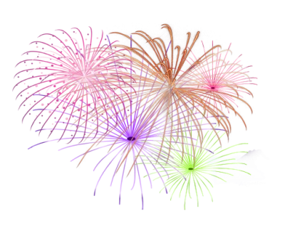 Colorful Bursting Fireworks Free PNG