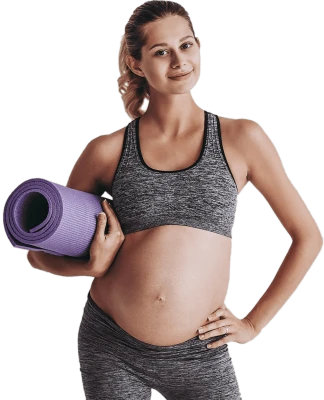 Pregnant Woman Holding Yoga Mat PNG Image