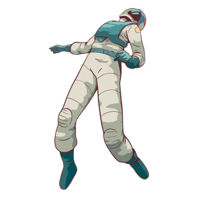 Floating Retro Astronaut Illustration PNG Image