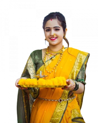 Indian Woman in Yellow Saree Clipart