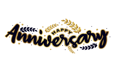 Happy Anniversary Gold Text PNG Image