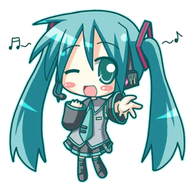 Hatsune Miku Chibi Singing Transparent Background