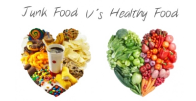 Junk Food vs Healthy Food Hearts Clipart