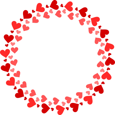 Red Hearts Circle Wreath Transparent Background
