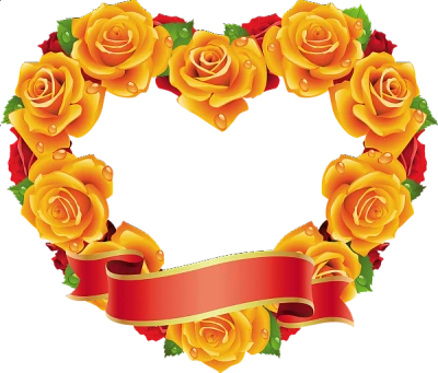 Yellow Roses Heart Shape Frame Free PNG