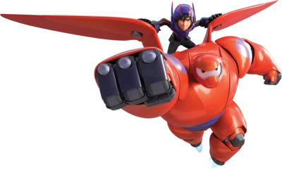 Baymax Flying with Hiro Transparent Background
