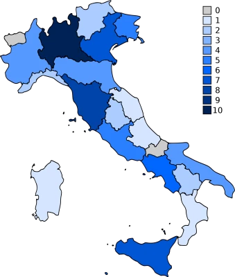 Map of Italy Provinces Blue Free PNG