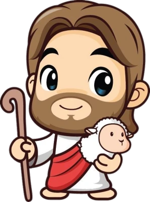 Cute Jesus Chibi Holding Staff Clipart