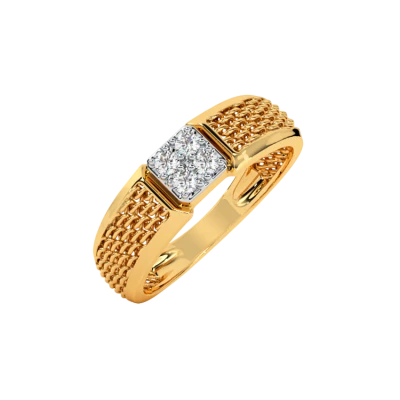 Gold Ring Square Diamond Cluster Free PNG