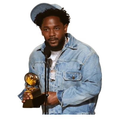 Kendrick Lamar Holding Grammy Award PNG Image