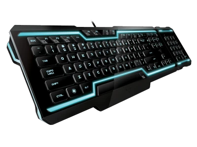 Razer Gaming Keyboard Glowing Blue Clipart