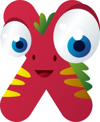 Cute Red Monster Letter X Transparent Background
