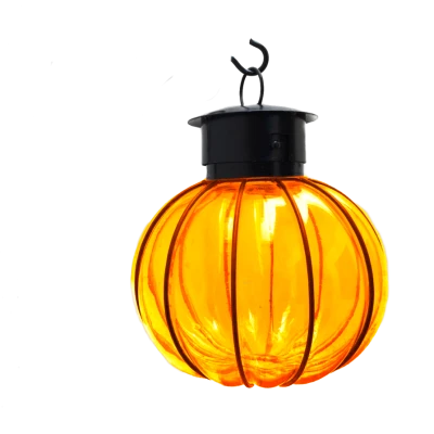 Orange Glass Halloween Lantern PNG Image