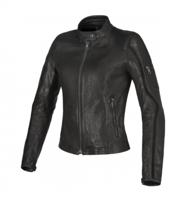 Women Black Leather Biker Jacket PNG Image